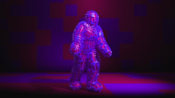 紫色のラバーマンを3Dで踊る — ストック動画