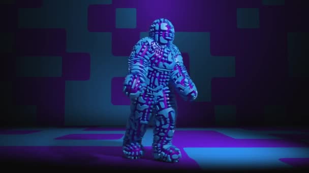 3次元のダンスブルーラバーマン — ストック動画