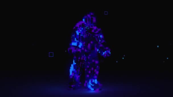 ダンスキューブ男で青と紫のキューブ — ストック動画