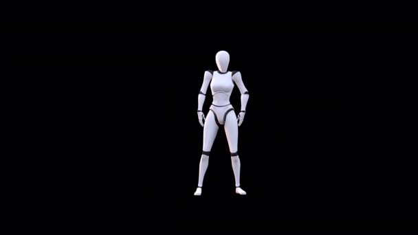 Android Kvinna Dancer Med Transparent Alfa Bakgrund — Stockvideo
