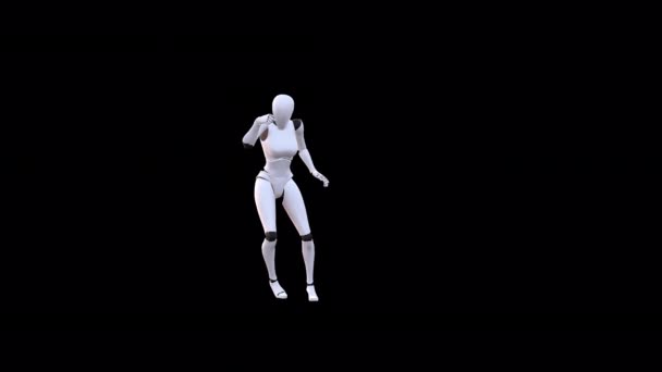 Android Kobieta Tancerka Przezroczystym Alfa Tle — Wideo stockowe