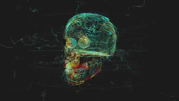 Scribble Skull Spinning Loop Animation — Stock Video