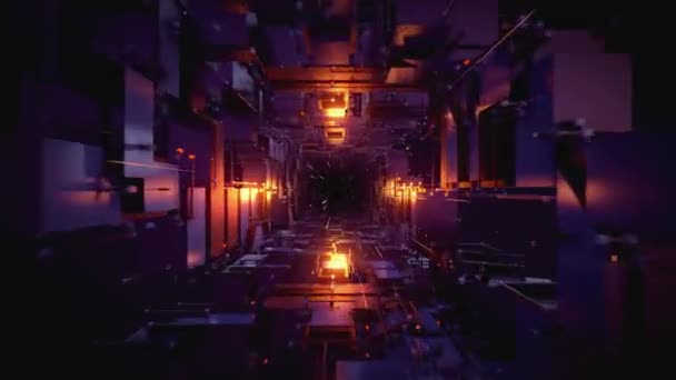 Quadratischer Abstrakter Weltraumtunnel Als Schleife — Stockvideo