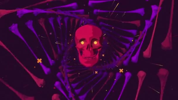 赤い頭蓋骨が開き あなたを食べるVjアニメーションループ — ストック動画