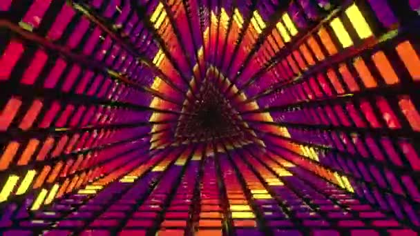 Túnel Abstrato Triangular Roxo Amarelo — Vídeo de Stock