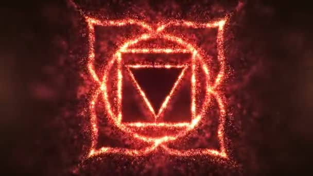 Piros Háromszög Belsejében Egy Négyzet Alakú Virág Csakra Animáció — Stock videók