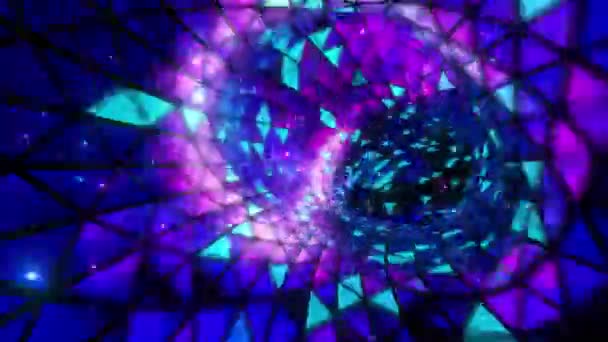 Cristal Azul Roxo Loop Túnel — Vídeo de Stock