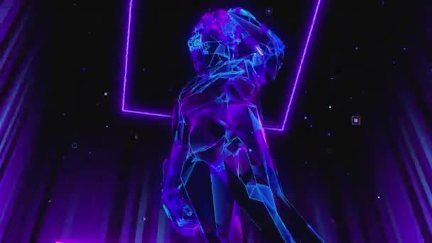 ミケランジェロ像のVjループ紫 — ストック動画
