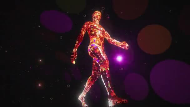 Naranja Hombre Cristal Caminando Espacio — Vídeo de stock