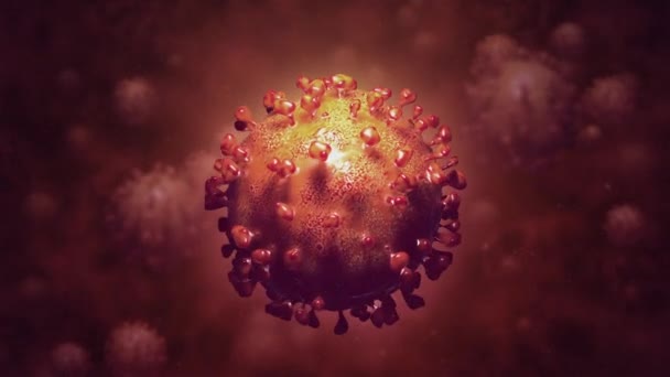 Animering Rörliga Koronavirusceller Elektronmikroskop — Stockvideo