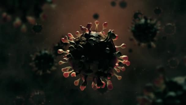 Siyah Turuncu Korona Virüs Hücresinin Boyutlu Animasyonu — Stok video