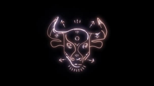 Taurus Zodiac Sign Black Background — Stock Video