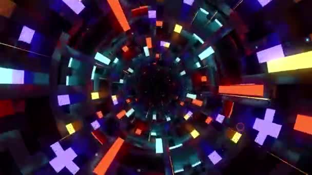 色彩斑斓的Vj隧道 微粒四处飞舞 — 图库视频影像