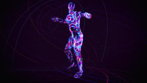 Dancing Man Coloridas Líneas Fondo — Vídeo de stock