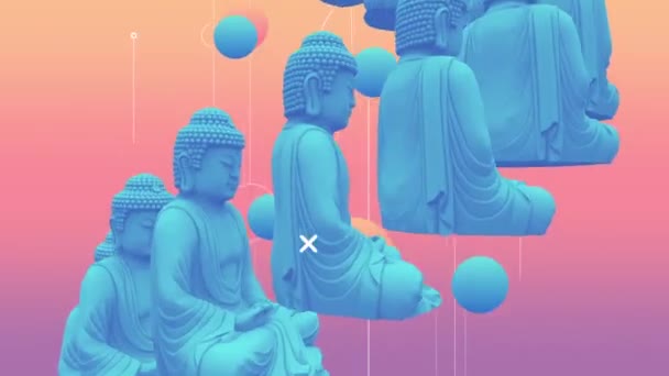 Вращающиеся Статуи Будды Бесконечной Петле — стоковое видео