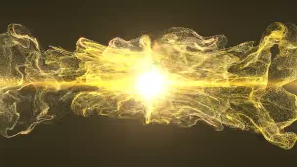 Gold Fluid Particles Impacts Een Animatie — Stockvideo
