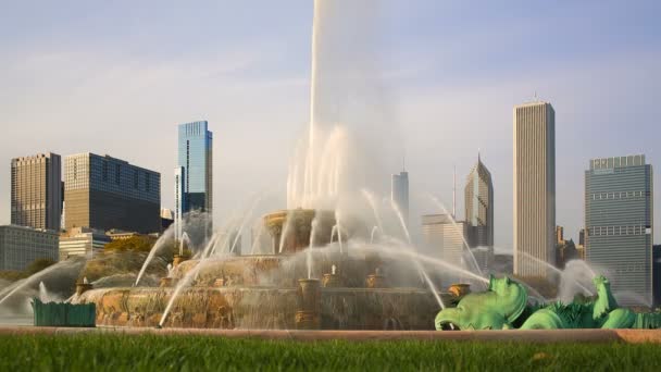 Buckingham Fountain Chicago City Landmark Center Grant Park — Stock Video