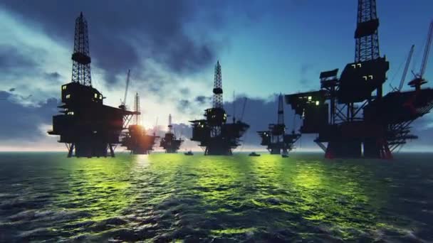 Συσσώρευση Πετρελαιοπηγών Στη Θάλασσα — Αρχείο Βίντεο