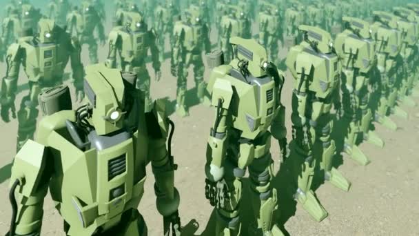 ロボットを用いた未来型軍事基地 — ストック動画