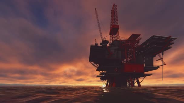 Offshore Oil Rig Animazione — Video Stock