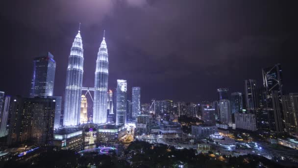 Kuala Lumpur Night Skyline Luci Della Città — Video Stock