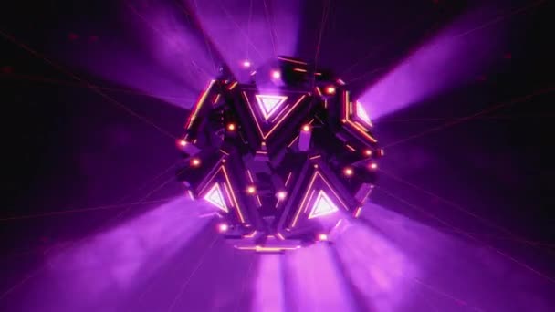紫色迪斯科球在3D空间旋转 — 图库视频影像