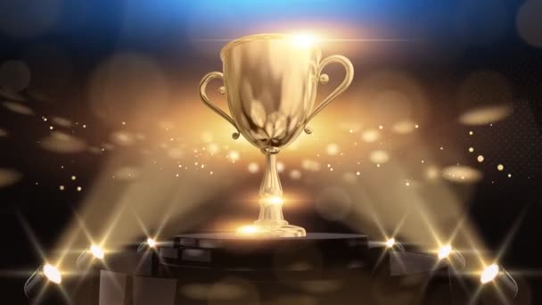 Animato Golden Cup Sul Piedistallo — Video Stock
