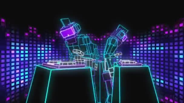 자주색 애니메이션에서 음악을 연주하는 — 비디오