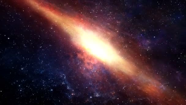 Κόκκινος Φλογερός Γαλαξίας Στο Διάστημα — Αρχείο Βίντεο