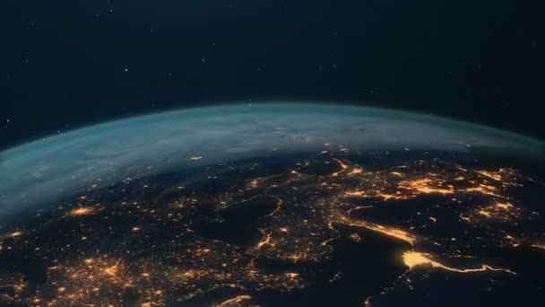 Planeta Terra Animação Luzes Noturnas — Vídeo de Stock