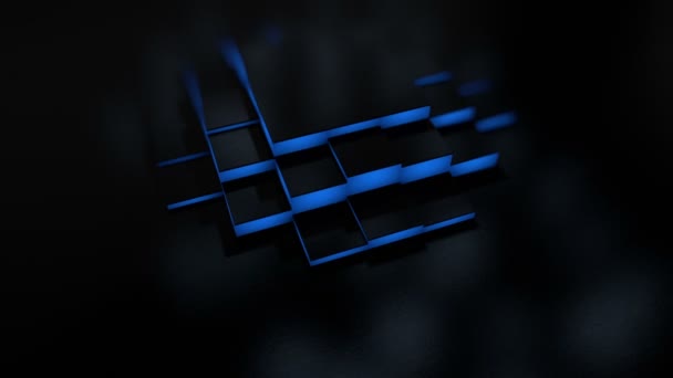 蓝色和黑色动画立方体上下移动的3D背景 — 图库视频影像