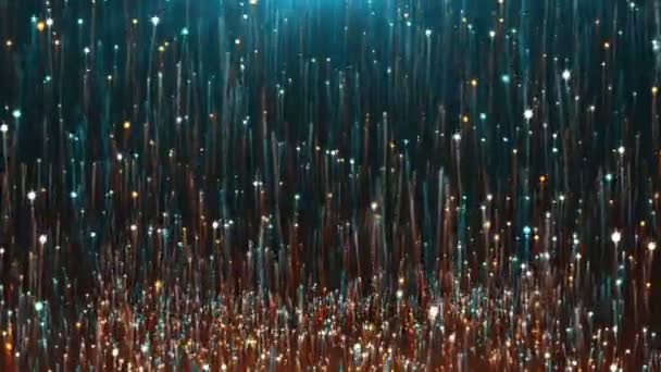 Partículas Que Assemelham Fogos Artifício Azul Laranja — Vídeo de Stock