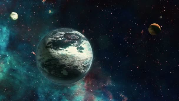 애니메이션으로 파노라마와 행성들 — 비디오