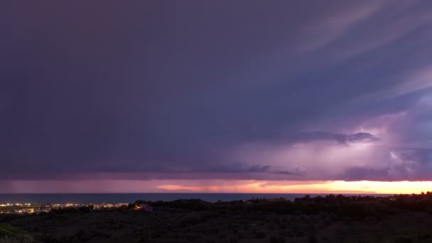 Supercell Lightning Storm Tijdens Zonsondergang — Stockvideo