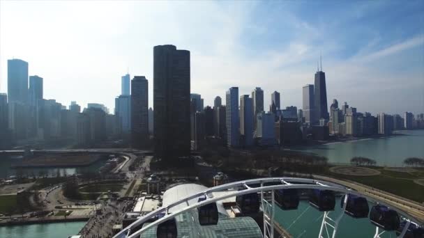 Aerial Navy Pier Chicago Spring Day — Stock Video