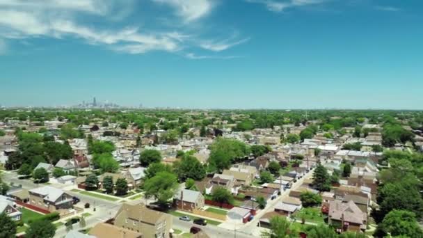Vue Par Drone Des Quartiers Verts Sains Dans Banlieue Chicago — Video