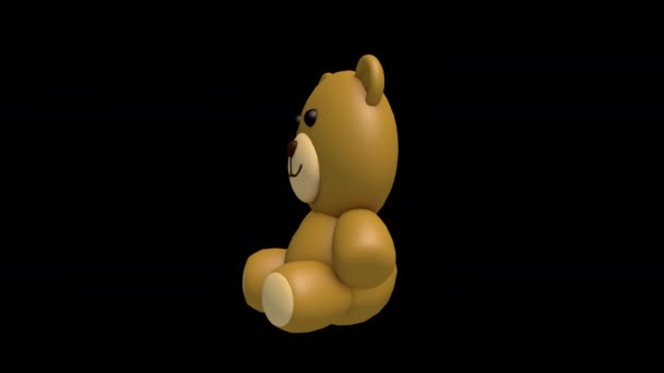Teddy Bear 360 Градусів Обертання Прозорим Альфа Фоном — стокове відео