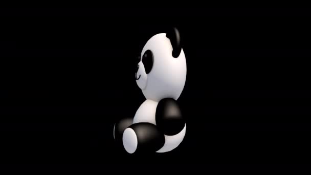 Panda 360 Degree Spin Transparent Alpha Background — Stock Video