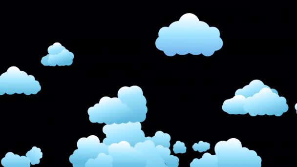 Seamless Loop Cartoon Style Clouds Background Transparent Alpha Background — Video