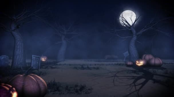 Halloween Background Old Trees Moon — Vídeo de stock