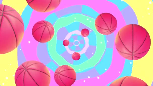 Петельний Мультяшний Баскетбольний Візерунок Анімовані Шпалери — стокове відео