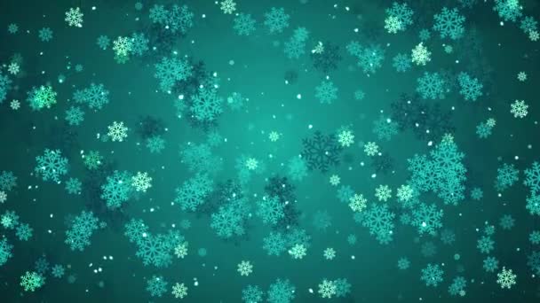 Cyan Christmas Flakes Анімації — стокове відео