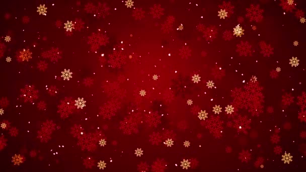 Red Christmas Flakes Holiday Background — Stock video