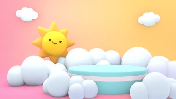 Looped Cartoon Animation Cute Smiling Sun Winking Eye Effect Product — Video