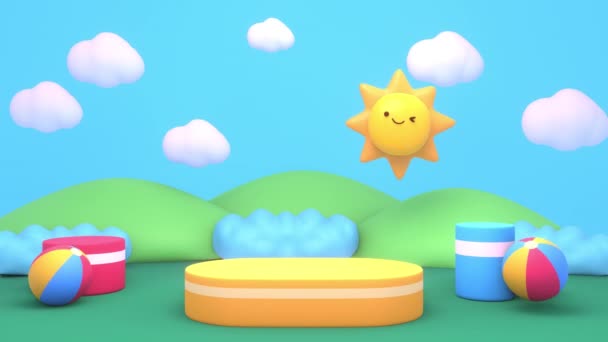 Looped Cartoon Animation Cute Smiling Sun Winking Eye Effect Toy — ストック動画