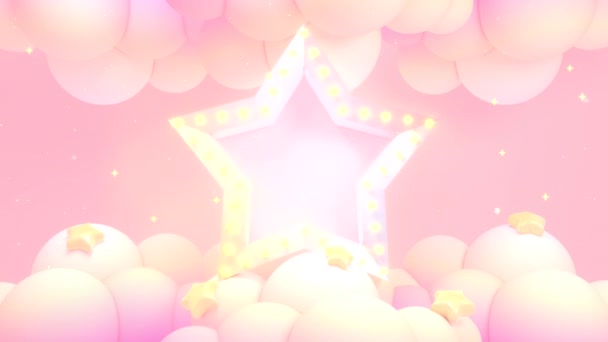 Looped Big Star Led Lights Soft Pastel Color Clouds Pink — Wideo stockowe