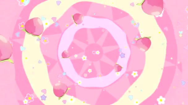 Looped Cartoon Peaches Flowers Patterns Animated Wallpaper — Wideo stockowe