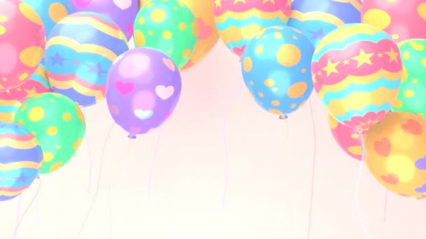 Looped Colorful Balloons Various Patterns White Background Animation — 图库视频影像