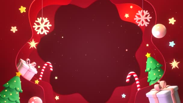 Цикл Красной Рождественской Бумаги Ремесла Висит Снежинки Подарочные Коробки Рождественские — стоковое видео