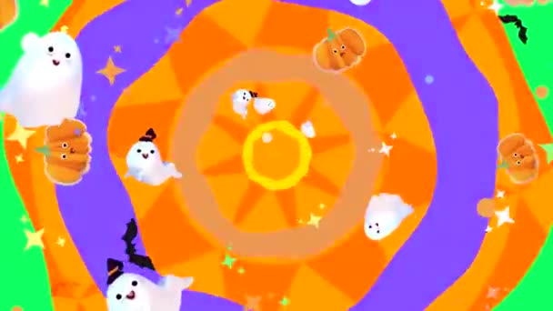 Looped Cartoon Cute Halloween Patterns Motion Graphics — Video Stock